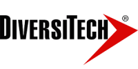 DiversiTech logo, bold black text with red arrow chevron accent